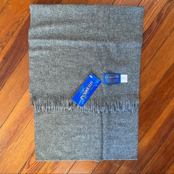 Pendleton Vintage Gray 100% Virgin Wool Scarf NWT